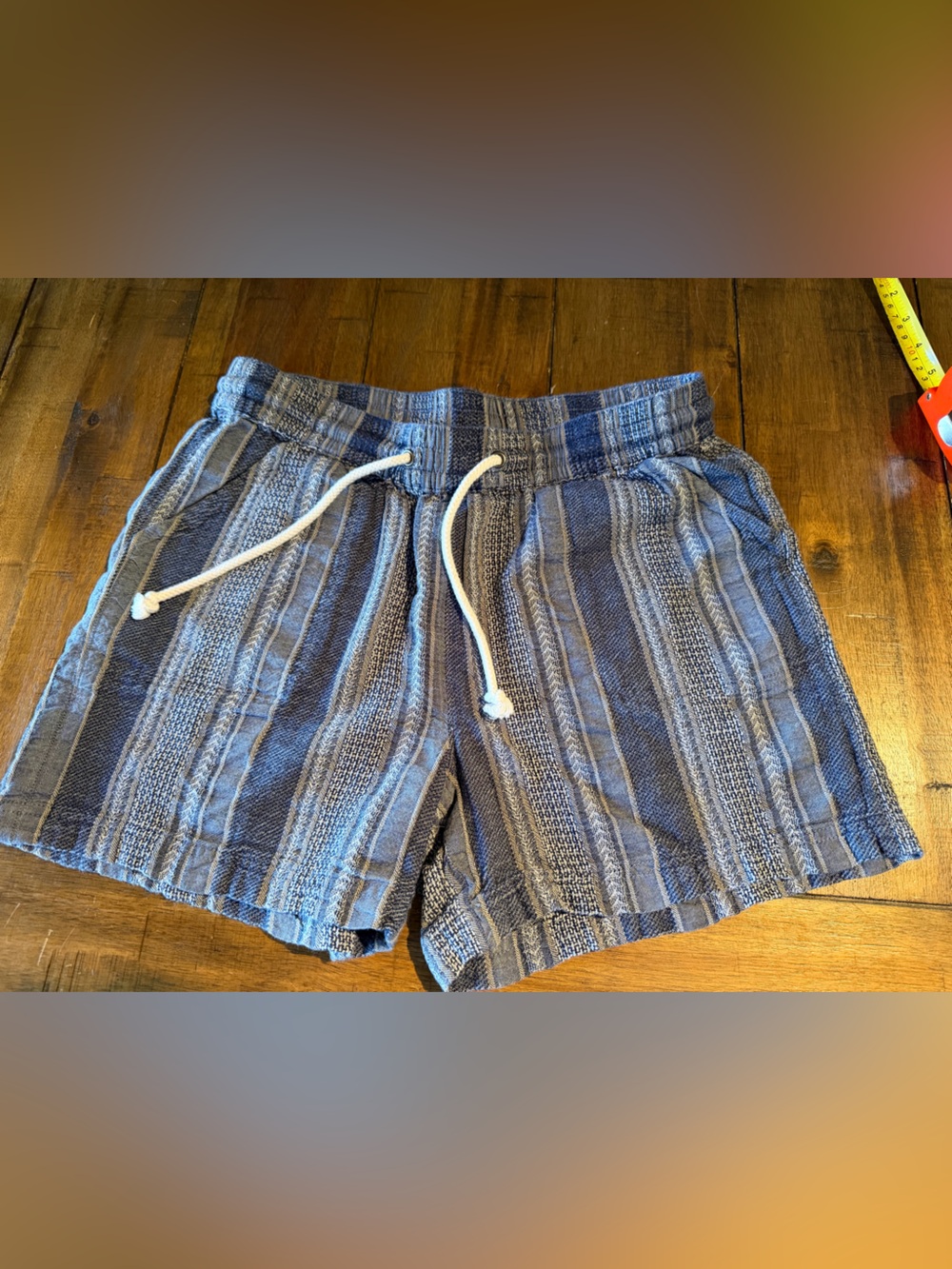 Natural Reflections Blue Striped Drawstring Hybrid Shorts